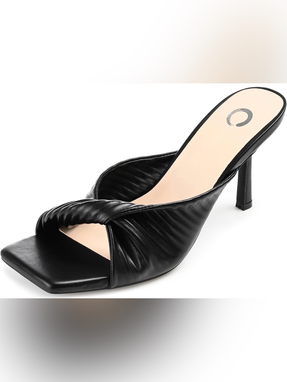 Journee Collection Greer Pleated Twist Mule Sandals Black Size 12 NIB